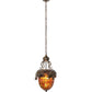 Meyda Lighting Greenbriar Oak 17" Antique Copper Inverted Pendant Light With Green & Brown Shade Glass