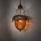 Meyda Lighting Greenbriar Oak 17" Antique Copper Inverted Pendant Light With Green & Brown Shade Glass
