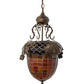 Meyda Lighting Greenbriar Oak 17" Antique Copper Inverted Pendant Light With Green & Brown Shade Glass