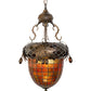 Meyda Lighting Greenbriar Oak 17" Antique Copper Inverted Pendant Light With Green & Brown Shade Glass