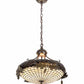 Meyda Lighting Greenbriar Oak 18" 2-Light Antique Brass Gloss Inverted Pendant Light With Bark Brown & Autumn Beige Art Shade Glass