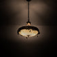 Meyda Lighting Greenbriar Oak 18" 2-Light Antique Brass Gloss Inverted Pendant Light With Bark Brown & Autumn Beige Art Shade Glass