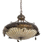 Meyda Lighting Greenbriar Oak 18" 2-Light Antique Brass Gloss Inverted Pendant Light With Bark Brown & Autumn Beige Art Shade Glass