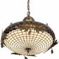 Meyda Lighting Greenbriar Oak 18" 2-Light Antique Brass Gloss Inverted Pendant Light With Bark Brown & Autumn Beige Art Shade Glass