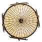 Meyda Lighting Greenbriar Oak 18" 2-Light Antique Brass Gloss Inverted Pendant Light With Bark Brown & Autumn Beige Art Shade Glass