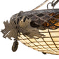 Meyda Lighting Greenbriar Oak 18" 2-Light Antique Brass Gloss Inverted Pendant Light With Bark Brown & Autumn Beige Art Shade Glass