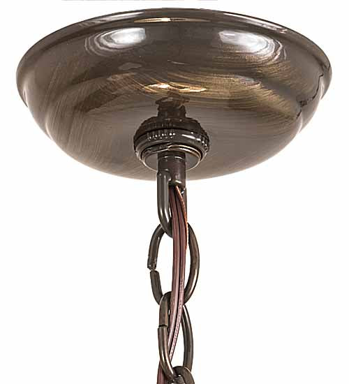 Meyda Lighting Greenbriar Oak 18" 2-Light Antique Brass Gloss Inverted Pendant Light With Bark Brown & Autumn Beige Art Shade Glass