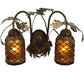 Meyda Lighting Greenbriar Oak 18" 2-Light Antique Copper Scallop Wall Sconce With Multi-Colored Shade Glass