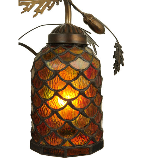 Meyda Lighting Greenbriar Oak 18" 2-Light Antique Copper Scallop Wall Sconce With Multi-Colored Shade Glass