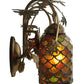 Meyda Lighting Greenbriar Oak 18" 2-Light Antique Copper Scallop Wall Sconce With Multi-Colored Shade Glass
