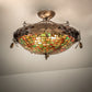 Meyda Lighting Greenbriar Oak 21" 2-Light Antique Copper Semi-flush Mount Light With Multi-Colored Shade Glass