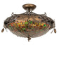 Meyda Lighting Greenbriar Oak 21" 2-Light Antique Copper Semi-flush Mount Light With Multi-Colored Shade Glass