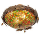 Meyda Lighting Greenbriar Oak 21" 2-Light Antique Copper Semi-flush Mount Light With Multi-Colored Shade Glass