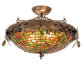 Meyda Lighting Greenbriar Oak 21" 2-Light Antique Copper Semi-flush Mount Light With Multi-Colored Shade Glass