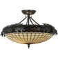 Meyda Lighting Greenbriar Oak 22" 2-Light Timeless Bronze Semi-flush Mount Ceiling Light With Autumn Beige and Bark Brown Shade Glass