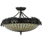 Meyda Lighting Greenbriar Oak 22" 2-Light Timeless Bronze Semi-flush Mount Ceiling Light With Autumn Beige and Bark Brown Shade Glass