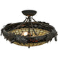 Meyda Lighting Greenbriar Oak 22" 2-Light Timeless Bronze Semi-flush Mount Ceiling Light With Autumn Beige and Bark Brown Shade Glass