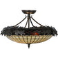 Meyda Lighting Greenbriar Oak 22" 2-Light Timeless Bronze Semi-flush Mount Ceiling Light With Autumn Beige and Bark Brown Shade Glass