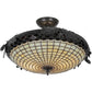 Meyda Lighting Greenbriar Oak 22" 2-Light Timeless Bronze Semi-flush Mount Ceiling Light With Autumn Beige and Bark Brown Shade Glass