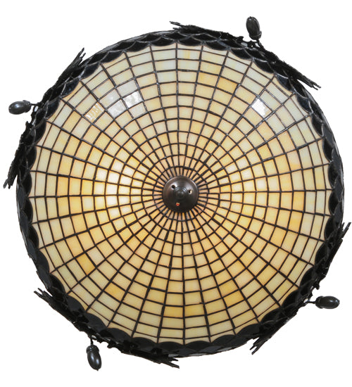 Meyda Lighting Greenbriar Oak 22" 2-Light Timeless Bronze Semi-flush Mount Ceiling Light With Autumn Beige and Bark Brown Shade Glass