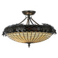 Meyda Lighting Greenbriar Oak 22" 2-Light Timeless Bronze Semi-flush Mount Ceiling Light With Autumn Beige and Bark Brown Shade Glass