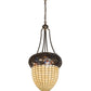 Meyda Lighting Greenbriar Oak 22" 3-Light Dark Burnished Antique Copper Inverted Pendant Light With Brown & Beige Shade Glass
