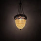 Meyda Lighting Greenbriar Oak 22" 3-Light Dark Burnished Antique Copper Inverted Pendant Light With Brown & Beige Shade Glass