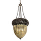 Meyda Lighting Greenbriar Oak 22" 3-Light Dark Burnished Antique Copper Inverted Pendant Light With Brown & Beige Shade Glass