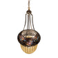 Meyda Lighting Greenbriar Oak 22" 3-Light Dark Burnished Antique Copper Inverted Pendant Light With Brown & Beige Shade Glass