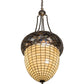 Meyda Lighting Greenbriar Oak 22" 3-Light Dark Burnished Antique Copper Inverted Pendant Light With Brown & Beige Shade Glass