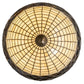 Meyda Lighting Greenbriar Oak 22" 3-Light Dark Burnished Antique Copper Inverted Pendant Light With Brown & Beige Shade Glass