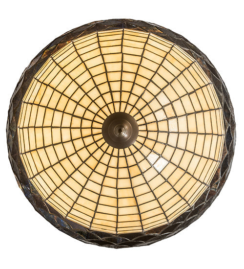 Meyda Lighting Greenbriar Oak 22" 3-Light Dark Burnished Antique Copper Inverted Pendant Light With Brown & Beige Shade Glass