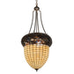 Meyda Lighting Greenbriar Oak 22" 3-Light Dark Burnished Antique Copper Inverted Pendant Light With Brown & Beige Shade Glass
