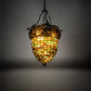 Meyda Lighting Greenbriar Oak 22" 3-Light Textured Black Inverted Pendant Light With Multi-Colored Shade Glass