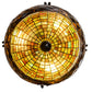 Meyda Lighting Greenbriar Oak 22" 3-Light Textured Black Inverted Pendant Light With Multi-Colored Shade Glass