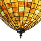 Meyda Lighting Greenbriar Oak 22" 3-Light Textured Black Inverted Pendant Light With Multi-Colored Shade Glass