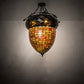 Meyda Lighting Greenbriar Oak 22" 3-Light Textured Black Semi-flush Mount Light With Multi-Colored Shade Glass