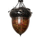 Meyda Lighting Greenbriar Oak 22" 3-Light Textured Black Semi-flush Mount Light With Multi-Colored Shade Glass