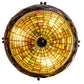 Meyda Lighting Greenbriar Oak 22" 3-Light Textured Black Semi-flush Mount Light With Multi-Colored Shade Glass