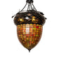 Meyda Lighting Greenbriar Oak 22" 3-Light Textured Black Semi-flush Mount Light With Multi-Colored Shade Glass