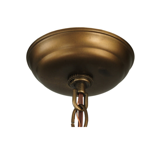 Meyda Lighting Greenbriar Oak 23" 2-Light Antique Copper Inverted Pendant Light With Multi-Colored Stained Shade Glass
