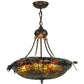 Meyda Lighting Greenbriar Oak 23" 6-Light Antique Copper Inverted Pendant Light With Multi-Colored Shade Glass