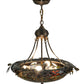Meyda Lighting Greenbriar Oak 23" 6-Light Antique Copper Inverted Pendant Light With Multi-Colored Shade Glass