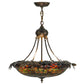 Meyda Lighting Greenbriar Oak 23" 6-Light Antique Copper Inverted Pendant Light With Multi-Colored Shade Glass