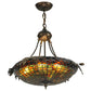 Meyda Lighting Greenbriar Oak 23" 6-Light Antique Copper Inverted Pendant Light With Multi-Colored Shade Glass