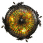 Meyda Lighting Greenbriar Oak 23" 6-Light Antique Copper Inverted Pendant Light With Multi-Colored Shade Glass