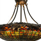 Meyda Lighting Greenbriar Oak 23" 6-Light Antique Copper Inverted Pendant Light With Multi-Colored Shade Glass
