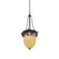 Meyda Lighting Greenbriar Oak 24" 3-Light Oil Rubbed Bronze Inverted Pendant Light With Multi-Colored Shade Glass