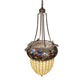 Meyda Lighting Greenbriar Oak 24" 3-Light Oil Rubbed Bronze Inverted Pendant Light With Multi-Colored Shade Glass