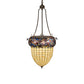 Meyda Lighting Greenbriar Oak 24" 3-Light Oil Rubbed Bronze Inverted Pendant Light With Multi-Colored Shade Glass